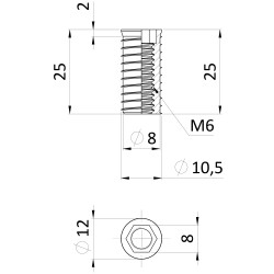 Závrtná matica M6x24 s vnútorným metrickým závitom a imbus šesťhranom, pozink Závrtná matica M6x24 s vnútorným metrickým závitom a imbus šesťhranom, pozink